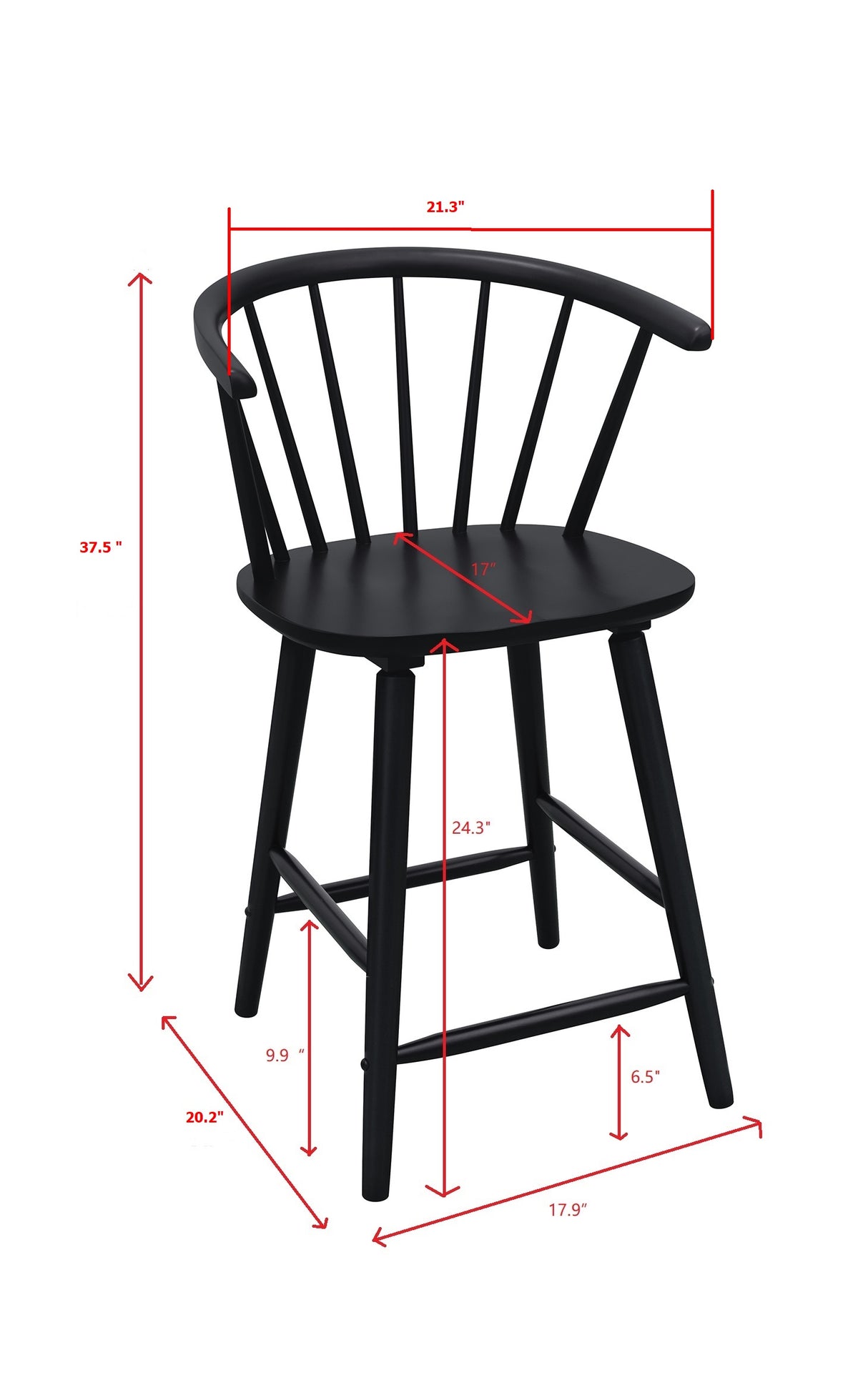 Janna Counter Height Stool-Black