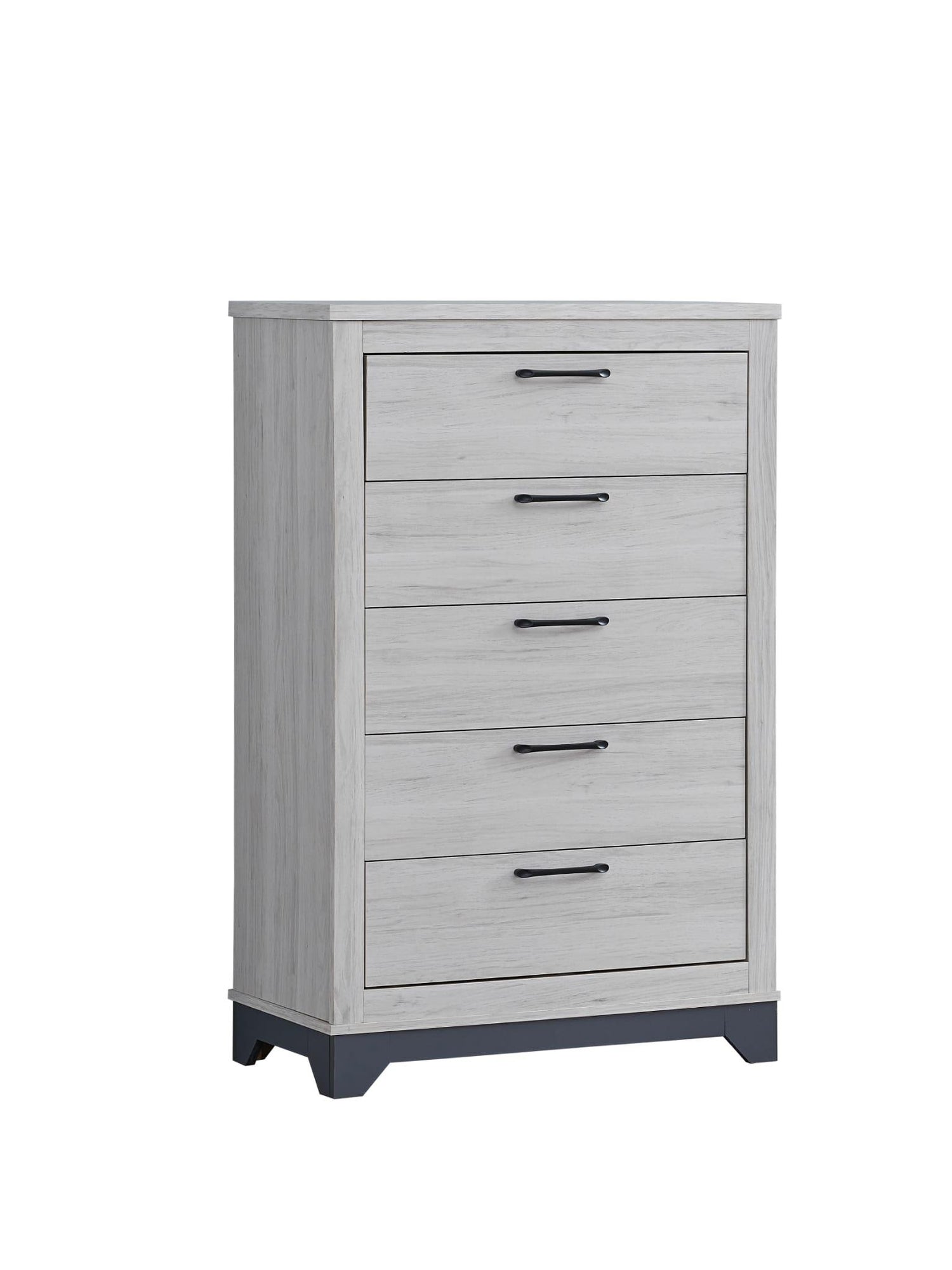 Jouri Light Gray 5-Piece (Twin Bed, Dresser, Mirror, Nightstand, Chest)