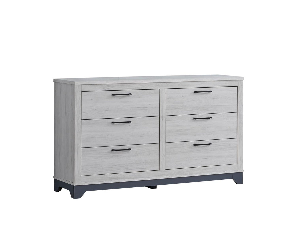 Jouri Light Gray 5-Piece (Twin Bed, Dresser, Mirror, Nightstand, Chest)