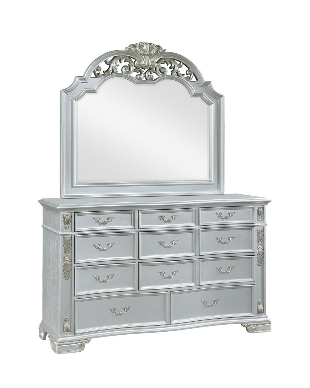 Atlas Silver 3-Piece (King Bed, Dresser, Mirror)