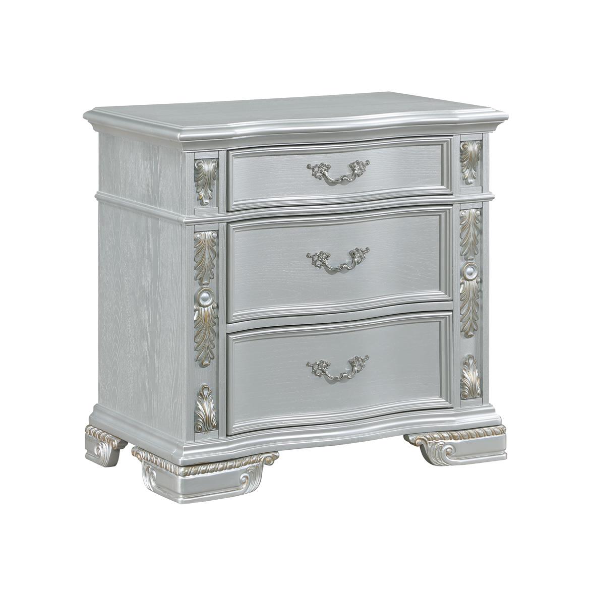 Atlas Silver 4-Piece (King Bed, Dresser, Mirror, Nightstand)
