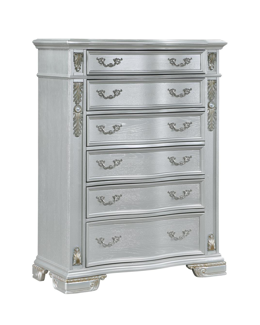 Atlas Silver 5-Piece (King Bed, Dresser, Mirror, Nightstand, Chest)