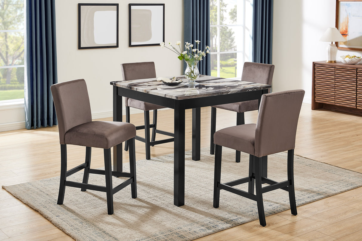 Lennon 5-Piece Ct Height Set-Faux Marb Brn
