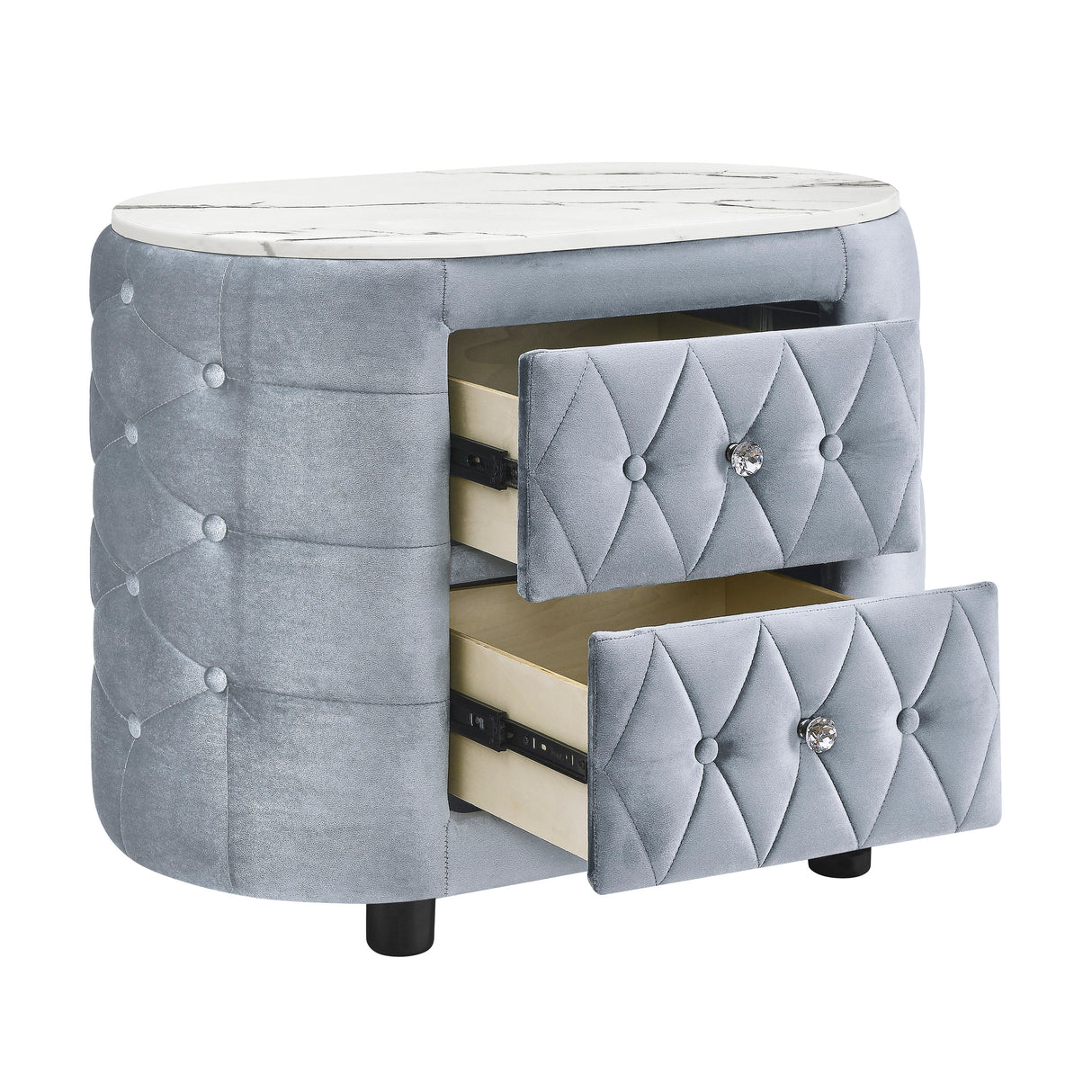 Natalia Bed W/Fireplace,Tv Lift Gy nightstand