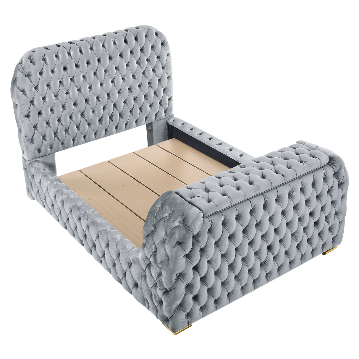 Natalia Bed W/Fireplace,Tv Lift Gy