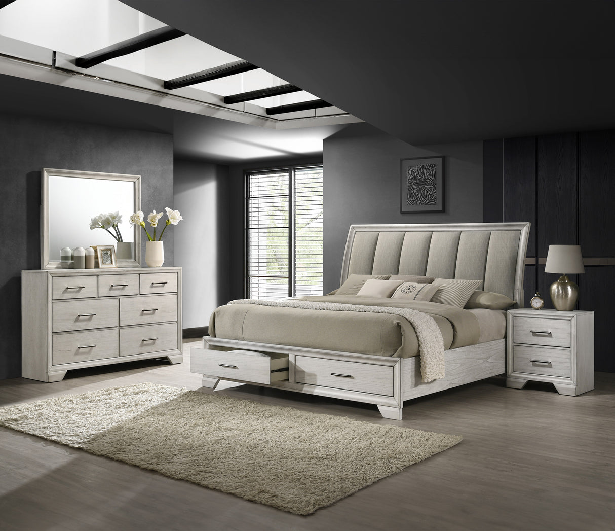 Jaymes White Mist Bedroom Group set