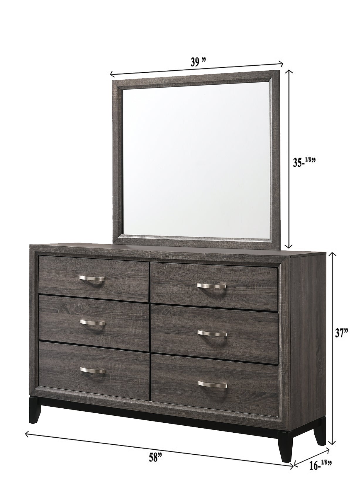 Akerson Grey Bedroom Group dresser and mirror