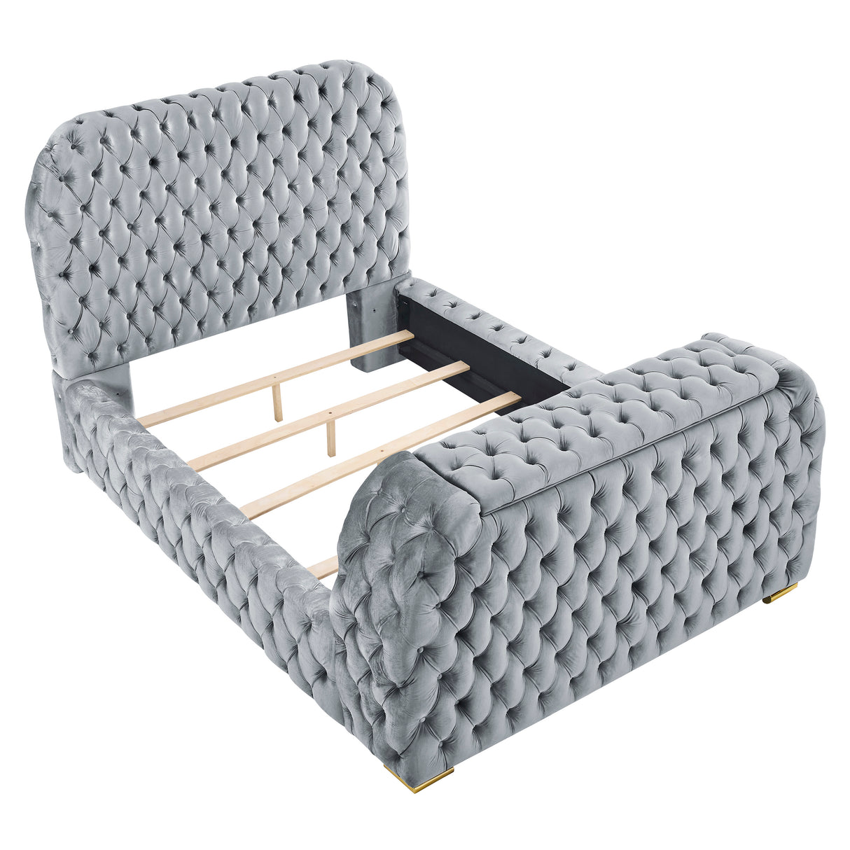 Natalia Bed W/Fireplace,Tv Lift Gy