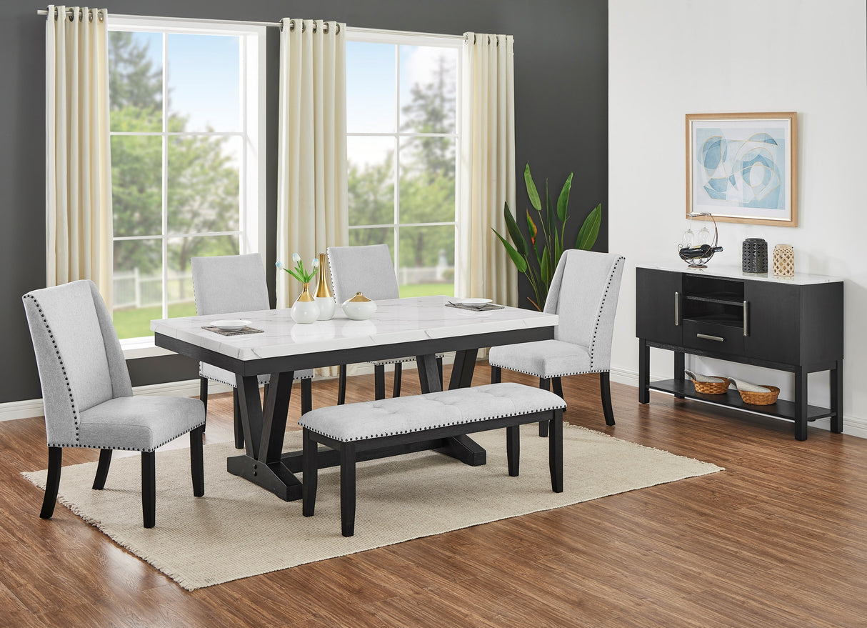 Vance Faux Table/Side Chairs,Bench