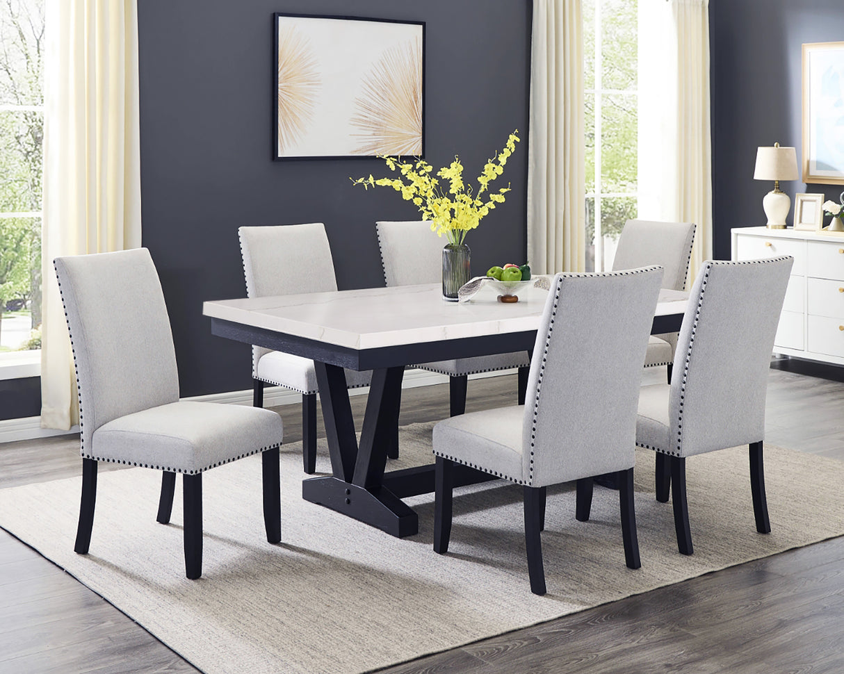 Varley Marble Table/Wing Chairs,Bench