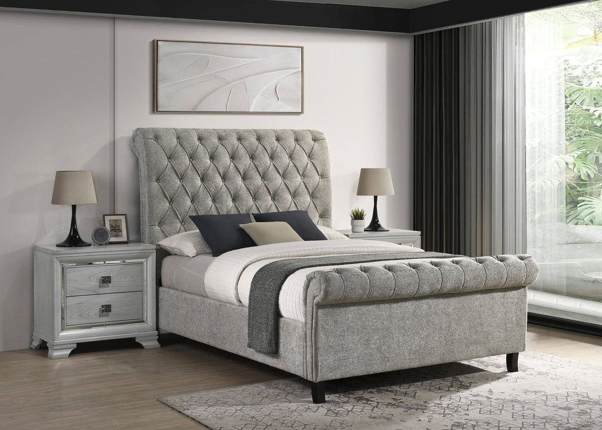 Kate Platform Bed L.Grey Tweed
