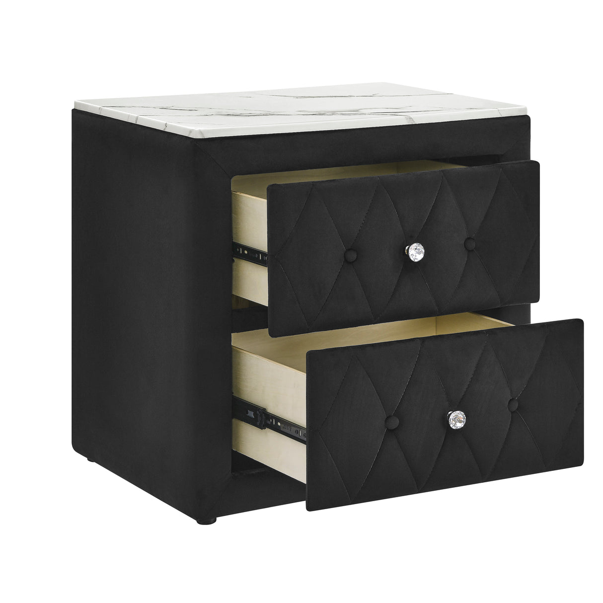 Annabelle Canopy Bed Black nightstand