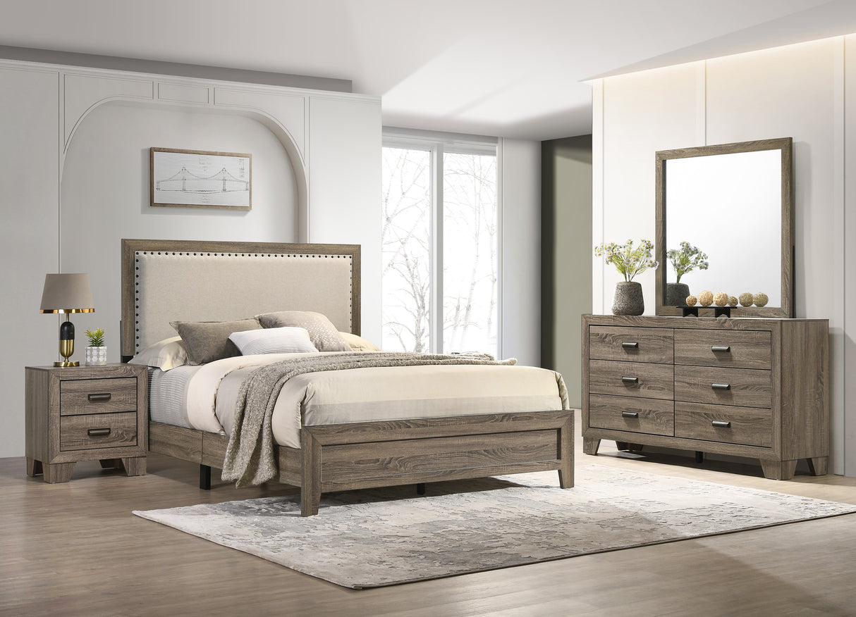Millie Upholstered Bed Group Grey set