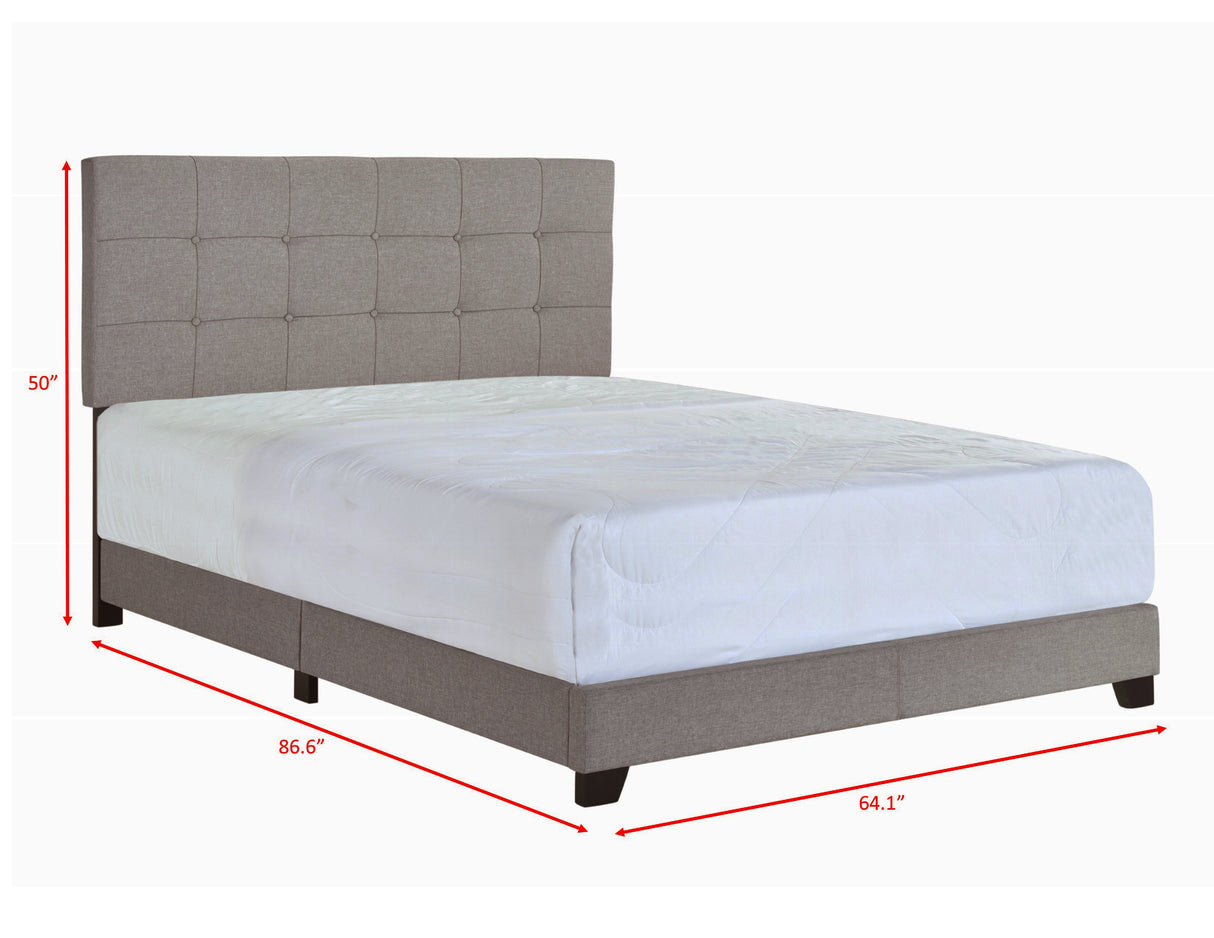 Florence Full Hb+Fb+Side Rail Grey Queen bed