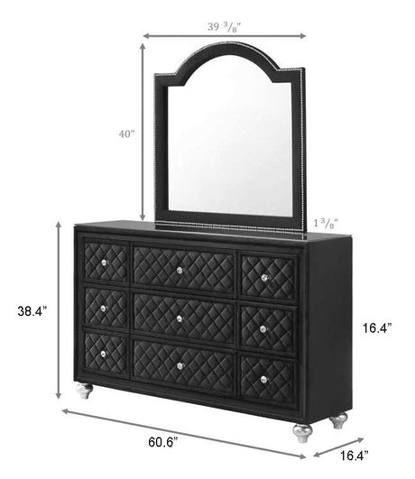 Cameo Panel Bedroom Group - Black dresser and mirror