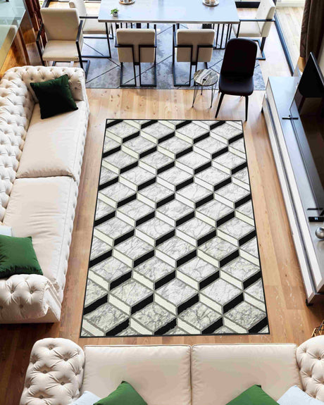 Marble Area Rug 10052 Grey