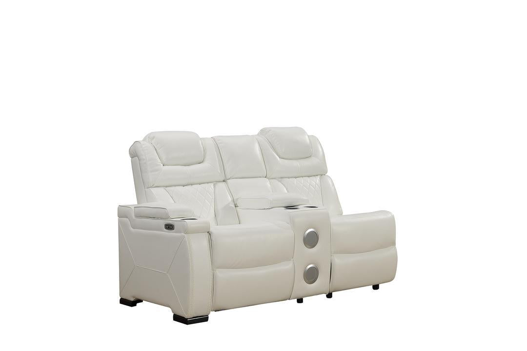 Jax White 3 PC Reclining Sectional w/ LED & Speakers