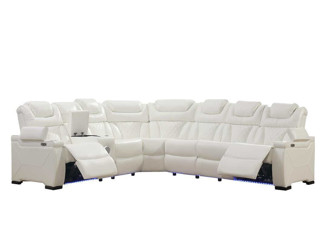 Jax White 3 PC Reclining Sectional w/ LED & Speakers