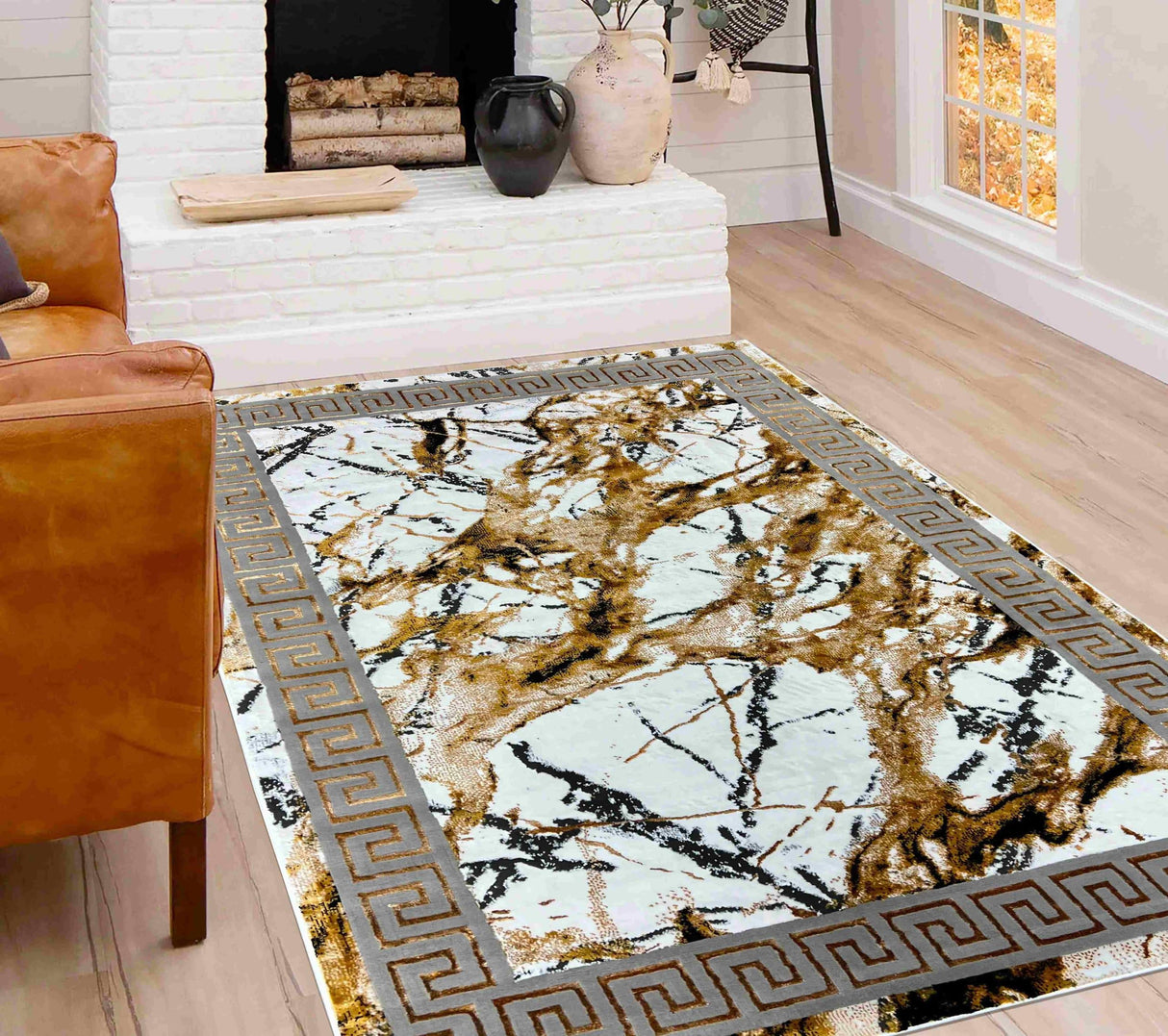 Marble Area Rug 1042 Gold