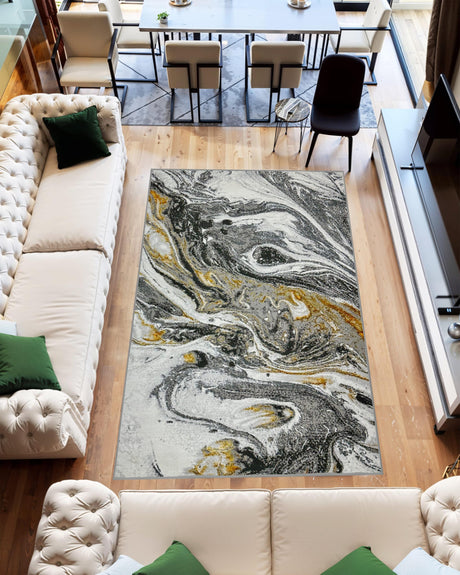 Marble Area Rug 1047 Gold