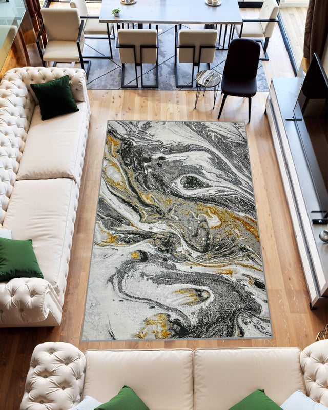 Marble Area Rug 1047 Gold