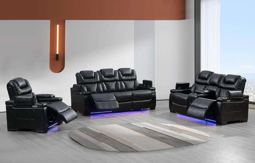 Braden (Power) Living Room Set - Black