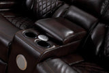 Braden (Power) Brown Loveseat Power Seat / Console with Speaker / Led Light / Power Headrest - Brown