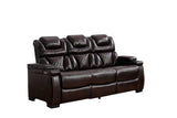 Braden (Power) Brown Loveseat Power Seat / Console with Speaker / Led Light / Power Headrest - Brown
