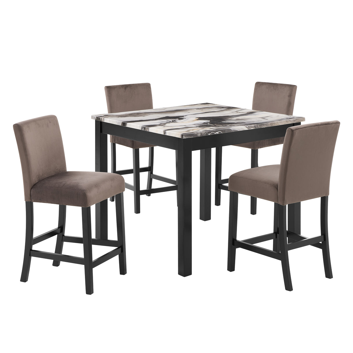Lennon 5-Piece Ct Height Set-Faux Marb Brn