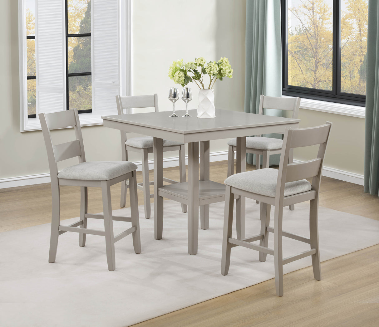Lester 5-Piece Ctr Height Table Set Greige