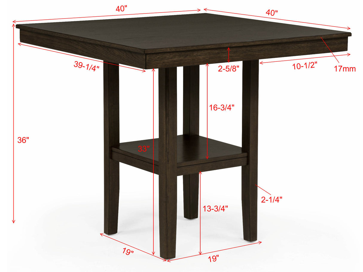 Lester 5-Piece Ctr Height Table Set Brown