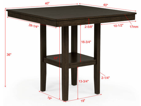 Lester 5-Piece Ctr Height Table Set Brown