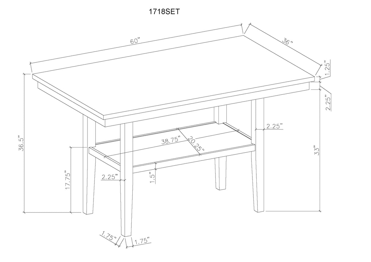 Marbel 5pk + Bench Counter Height