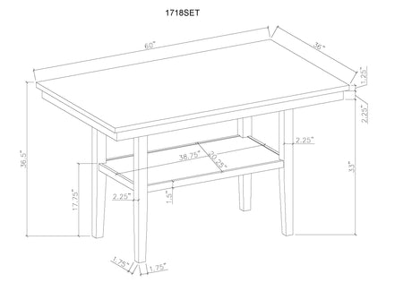 Marbel 5pk + Bench Counter Height