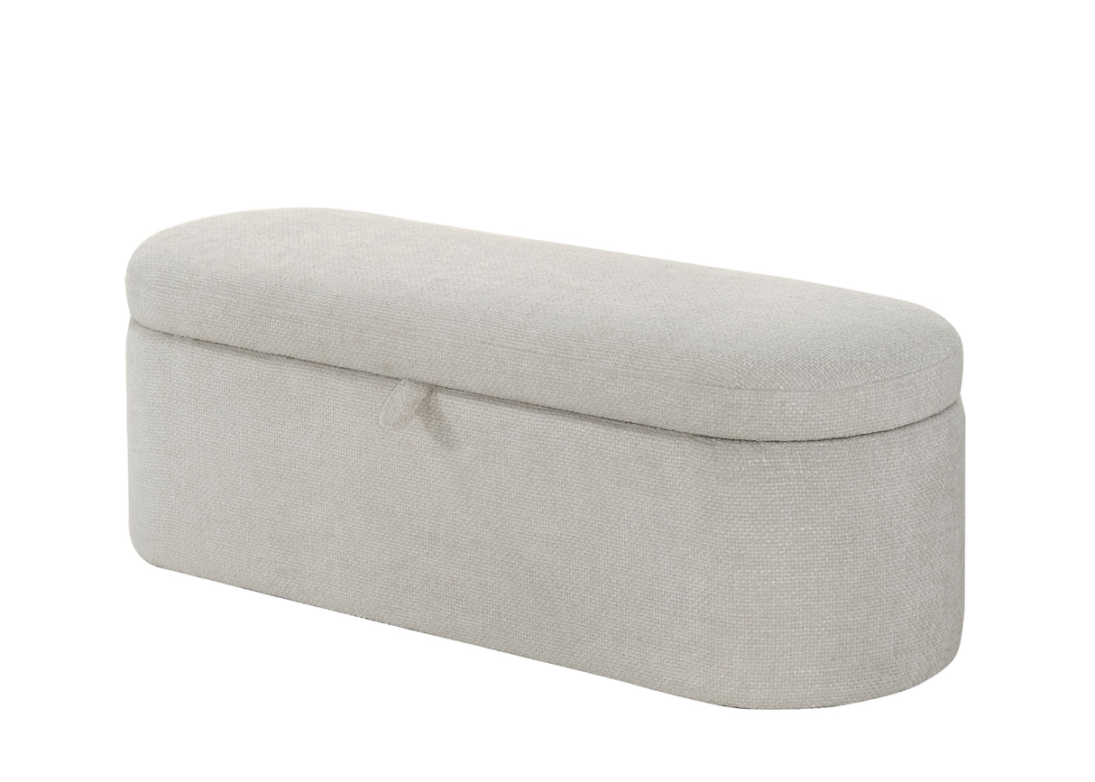 Philipa Storage Bench-Oatmeal Tweed