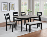 LESTER 6-PK DINING W/BENCH L.GREY