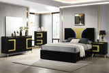 Aurora Black/Gold 4-Piece (Queen Bed, Dresser, Mirror, Nightstand)
