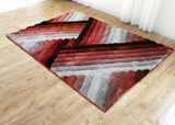 3d Shaggy Area Rug 396 Red-Black-White