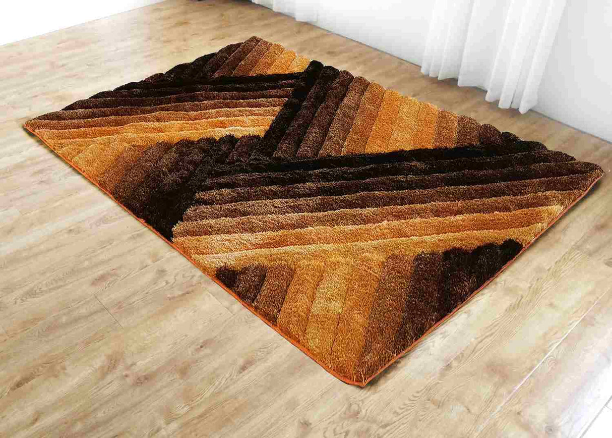 3d Shaggy Area Rug 396 Brown-Orange