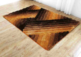 3d Shaggy Area Rug 396 Brown-Orange