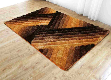 3d Shaggy Area Rug 396 Brown-Orange