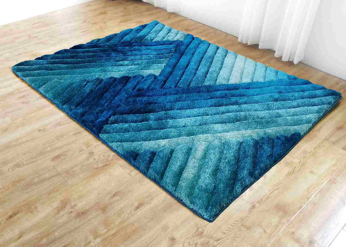 3d Shaggy Area Rug 396 Turquoise