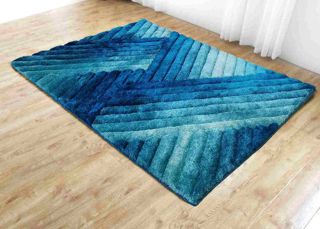 3d Shaggy Area Rug 396 Turquoise