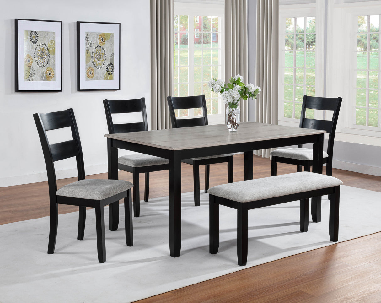 Lester 6-Piece Dining with Bench L.Grey