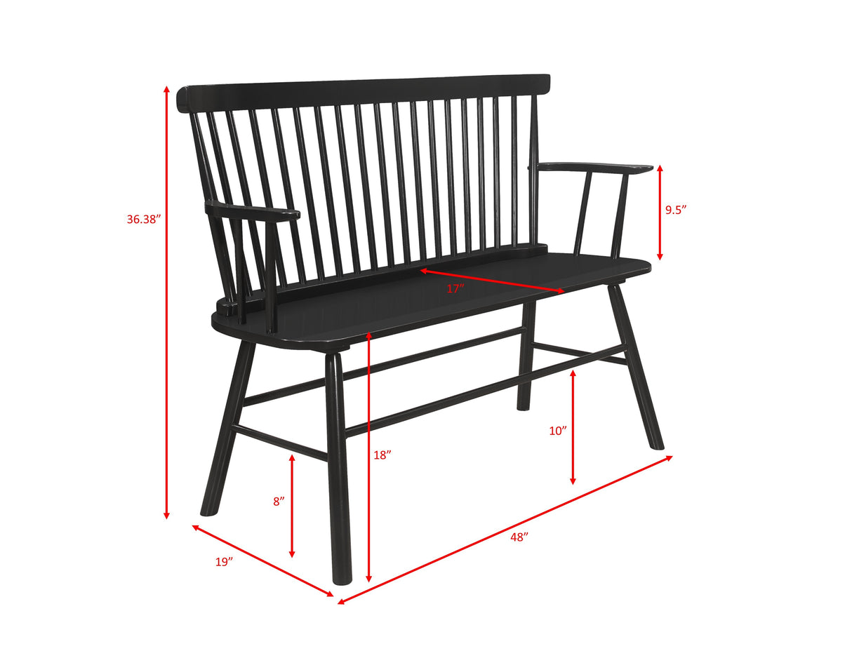 JERIMIAH SPINDLEBACK BENCH BLACK