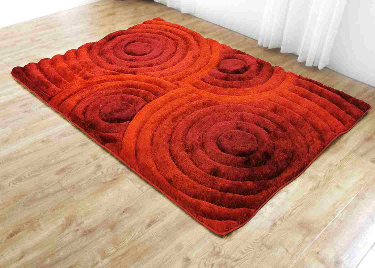 3d Shaggy Area Rug 419 Red