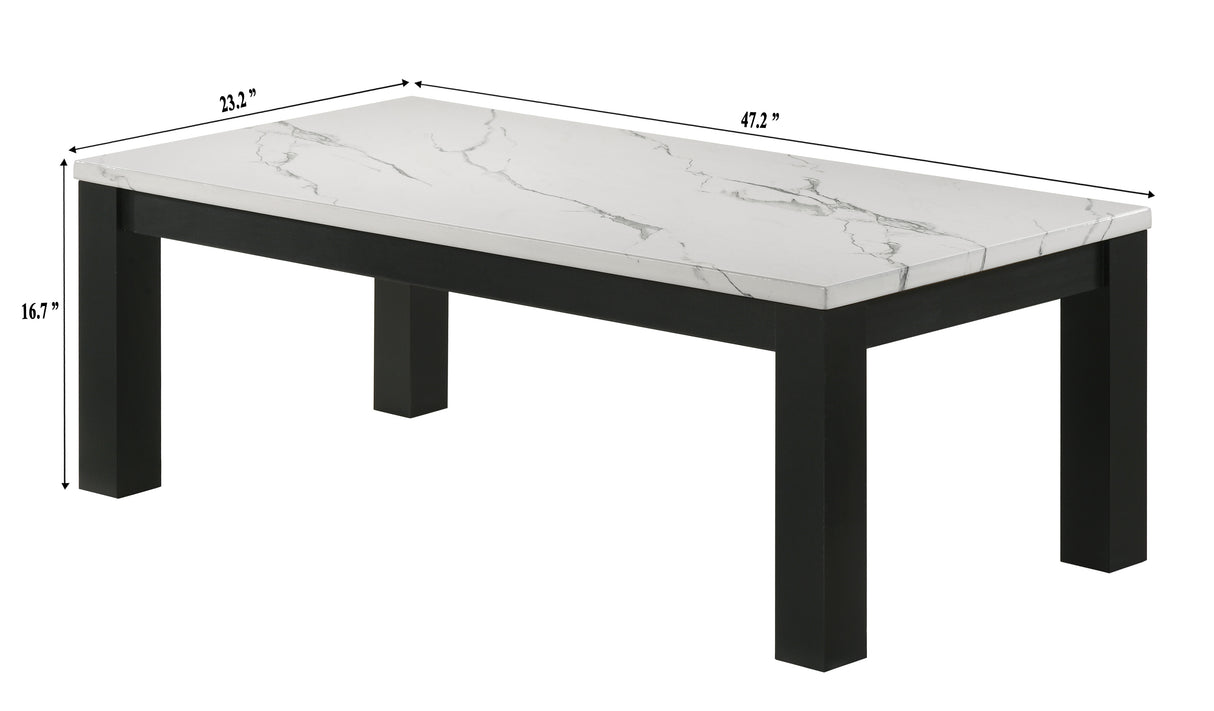 Ivy 3-Piece Cocktail Set Faux Marble White