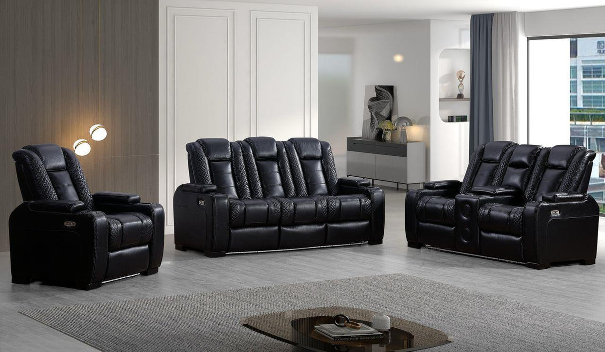 Knox (Black) (Power) Living Room Set - Black