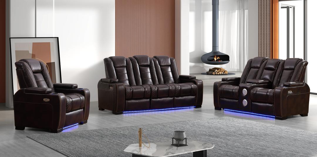 Knox (Brown) (Power) Loveseat Power Seat / Console / Led Light / Power Headrest - Brown