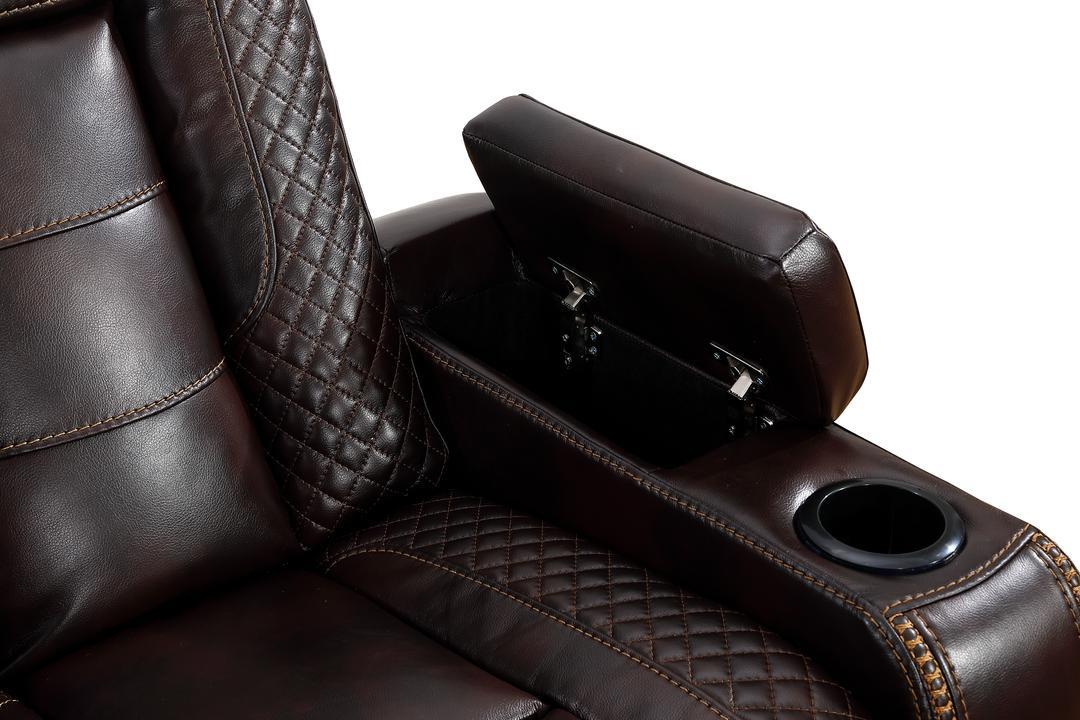 Knox (Brown) (Power) Loveseat Power Seat / Console / Led Light / Power Headrest - Brown